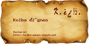 Kolba Ágnes névjegykártya